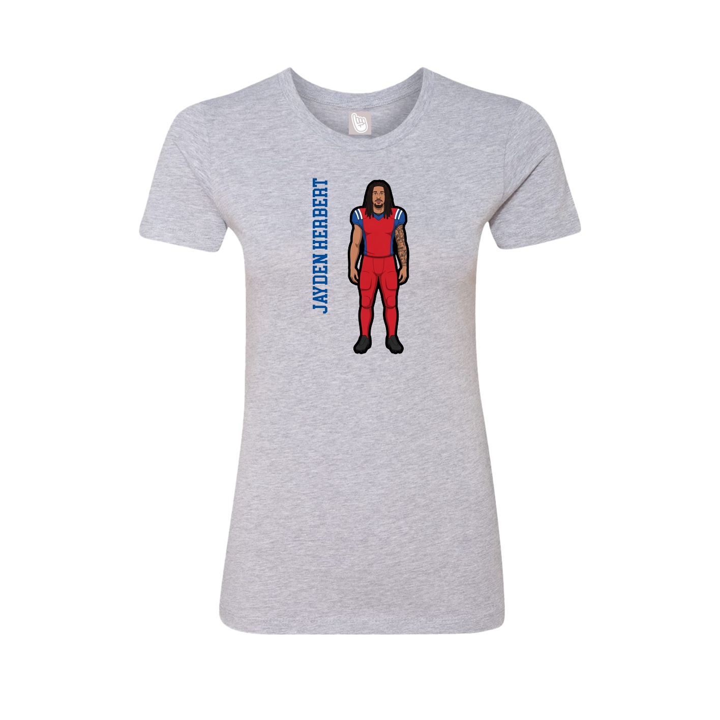 Fitted Women's Tee — Name Vertical in Grey