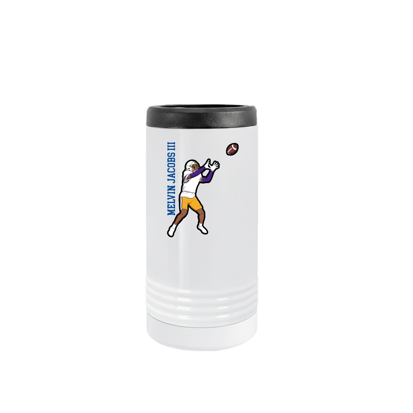 Slim Beverage Holder — Name Vertical in White