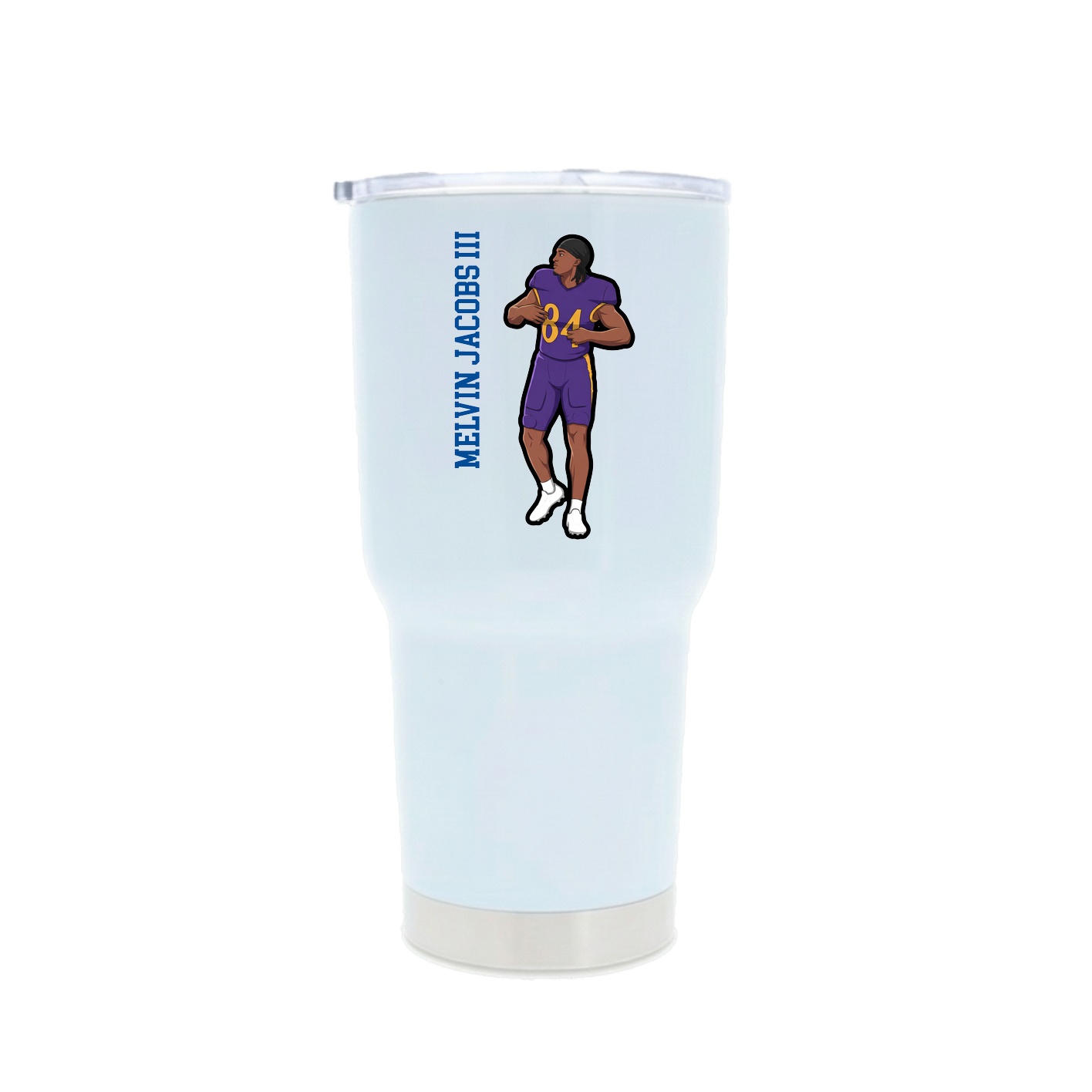 30oz Stainless Steel Tumbler — Name Vertical in White