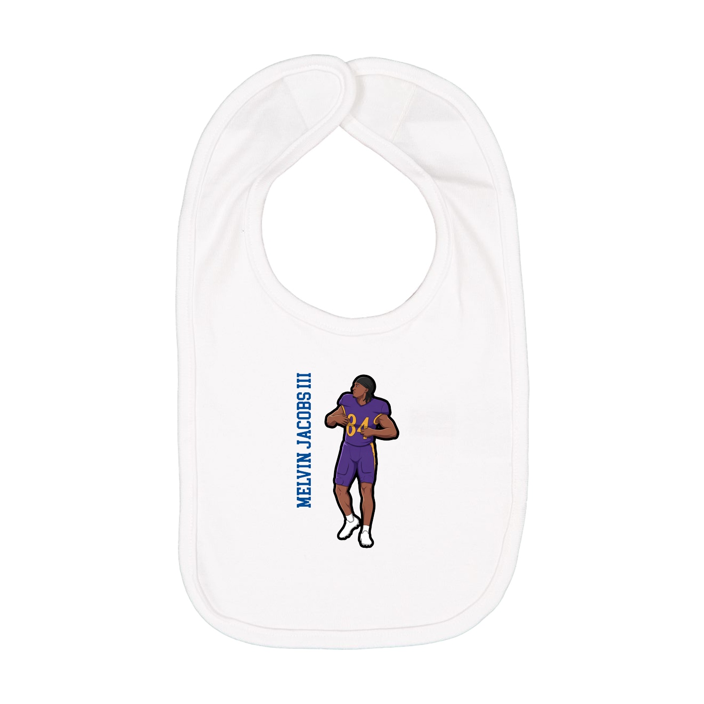 Infant Bib — Name Vertical in White