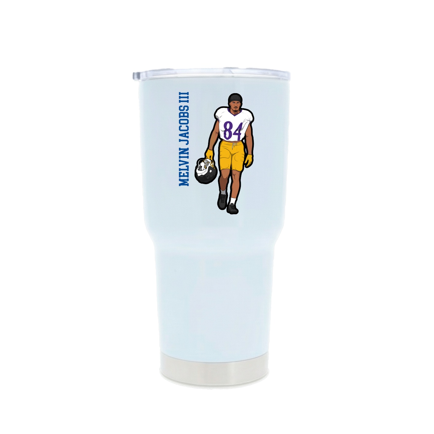 30oz Stainless Steel Tumbler — Name Vertical in White