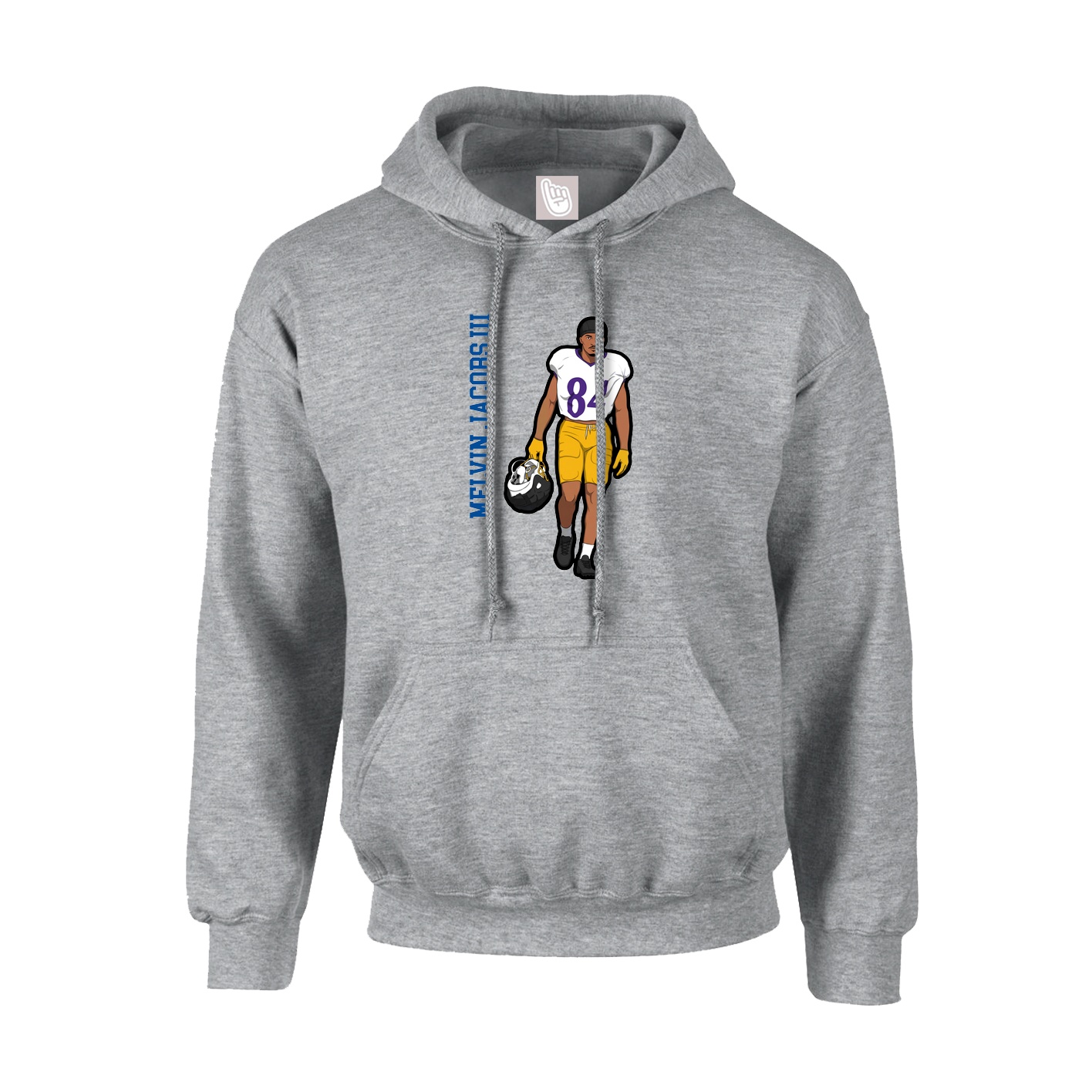 Hoodie — Name Vertical in Grey