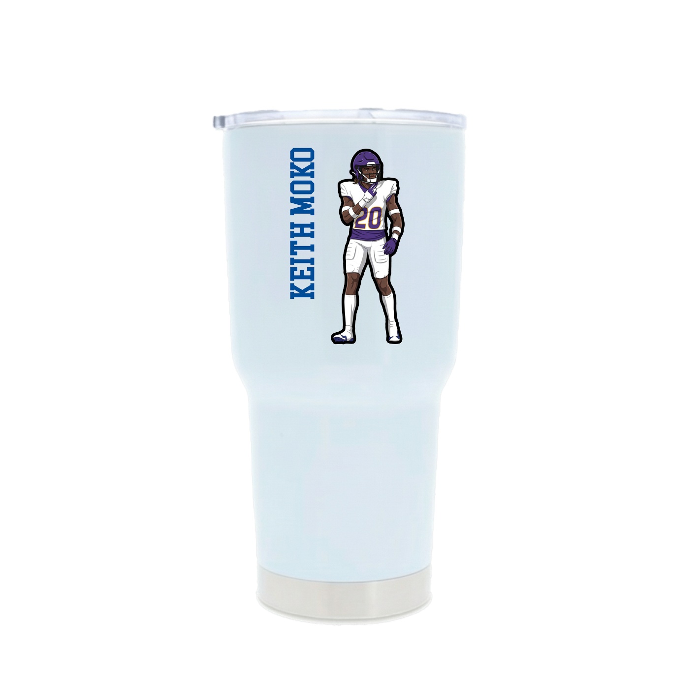 30oz Stainless Steel Tumbler — Name Vertical in White