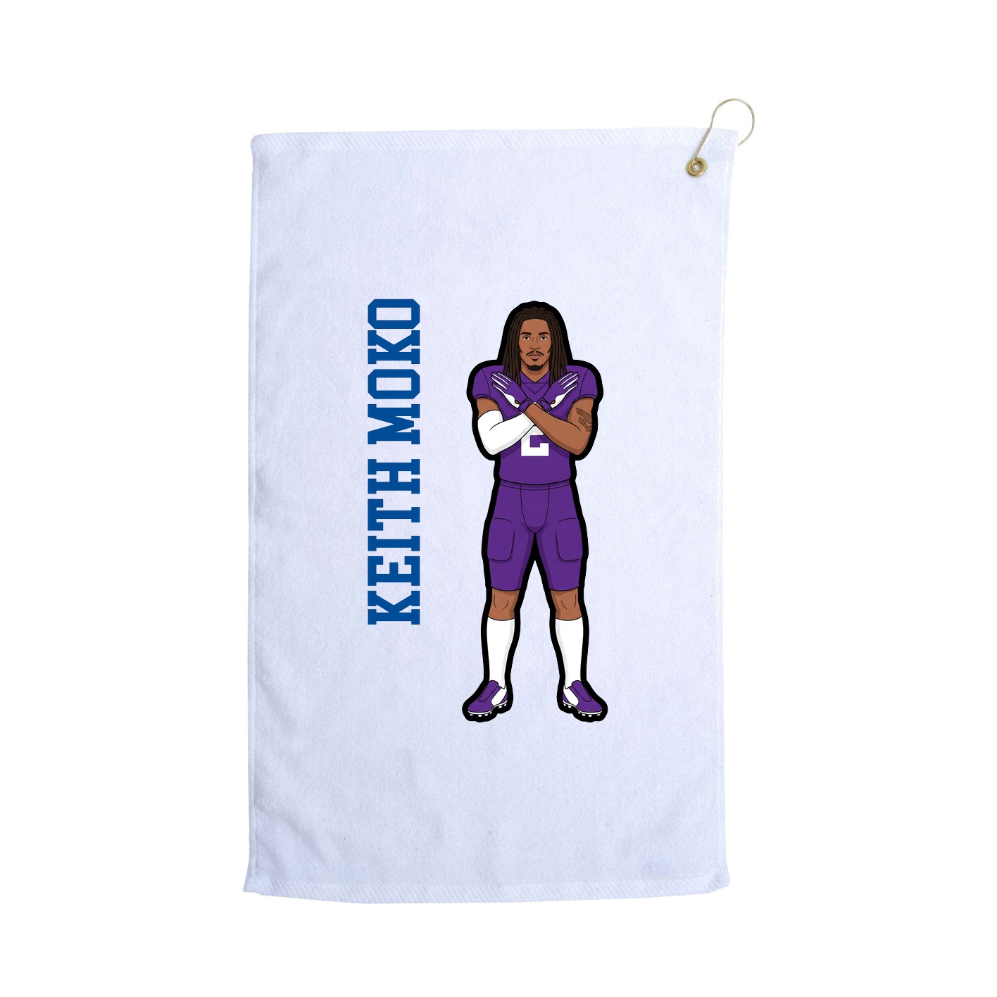 Golf Towel — Name Vertical in White