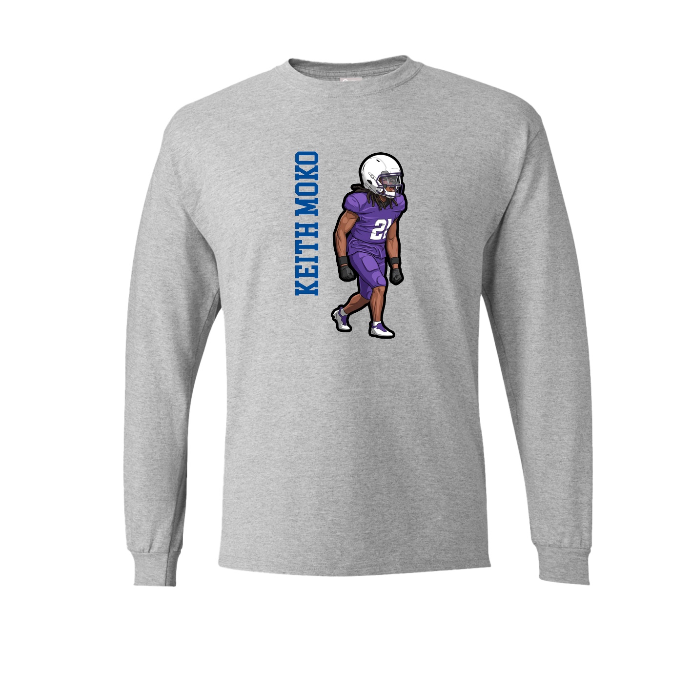 Long Sleeve Tee — Name Vertical in Grey