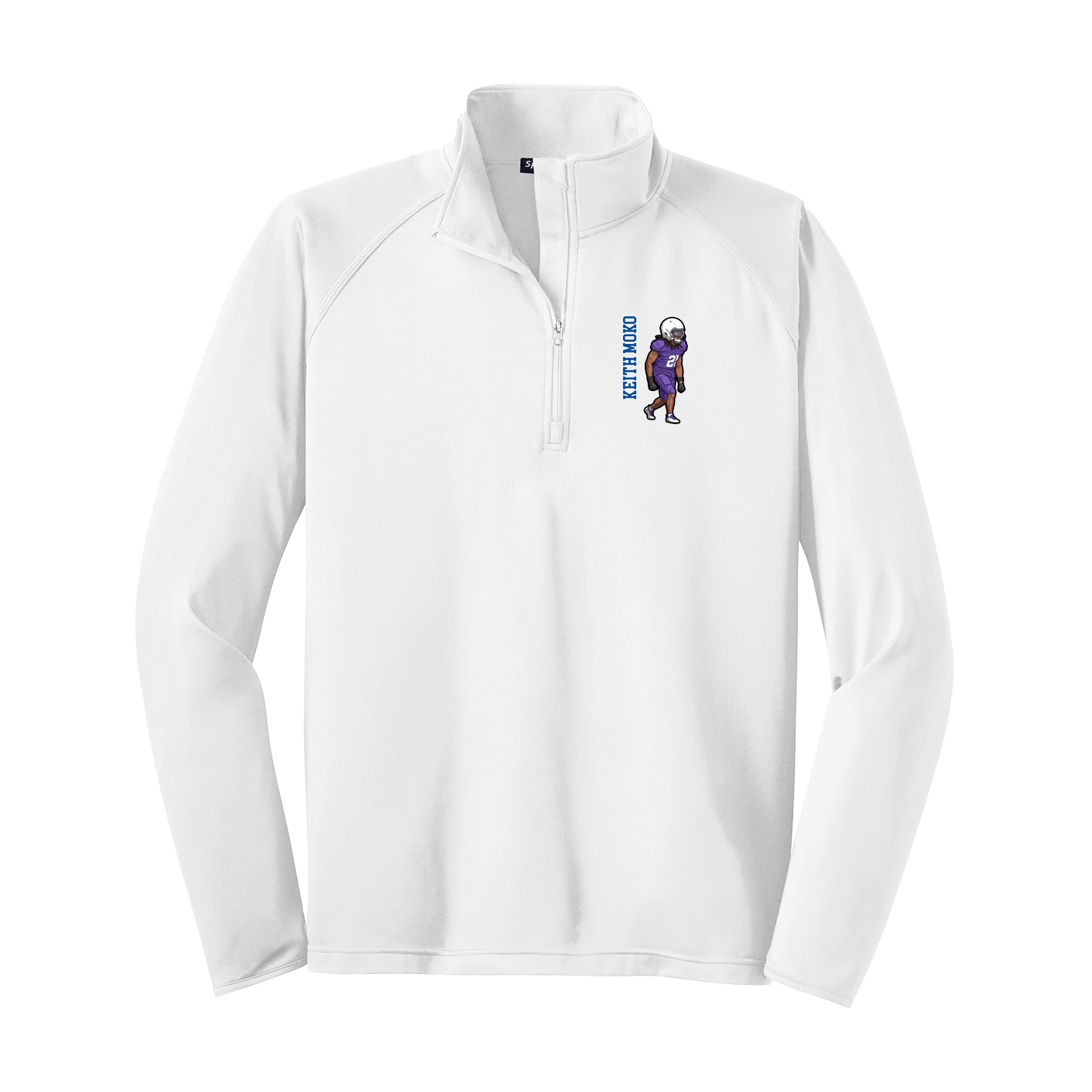 Q-Zip Pullover — Name Vertical in White