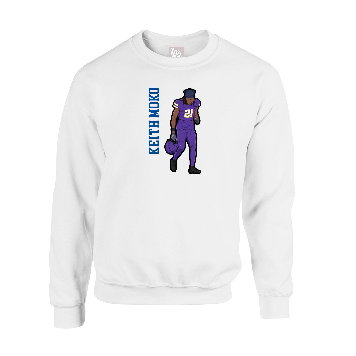 Fleece Crew — Name Vertical in White