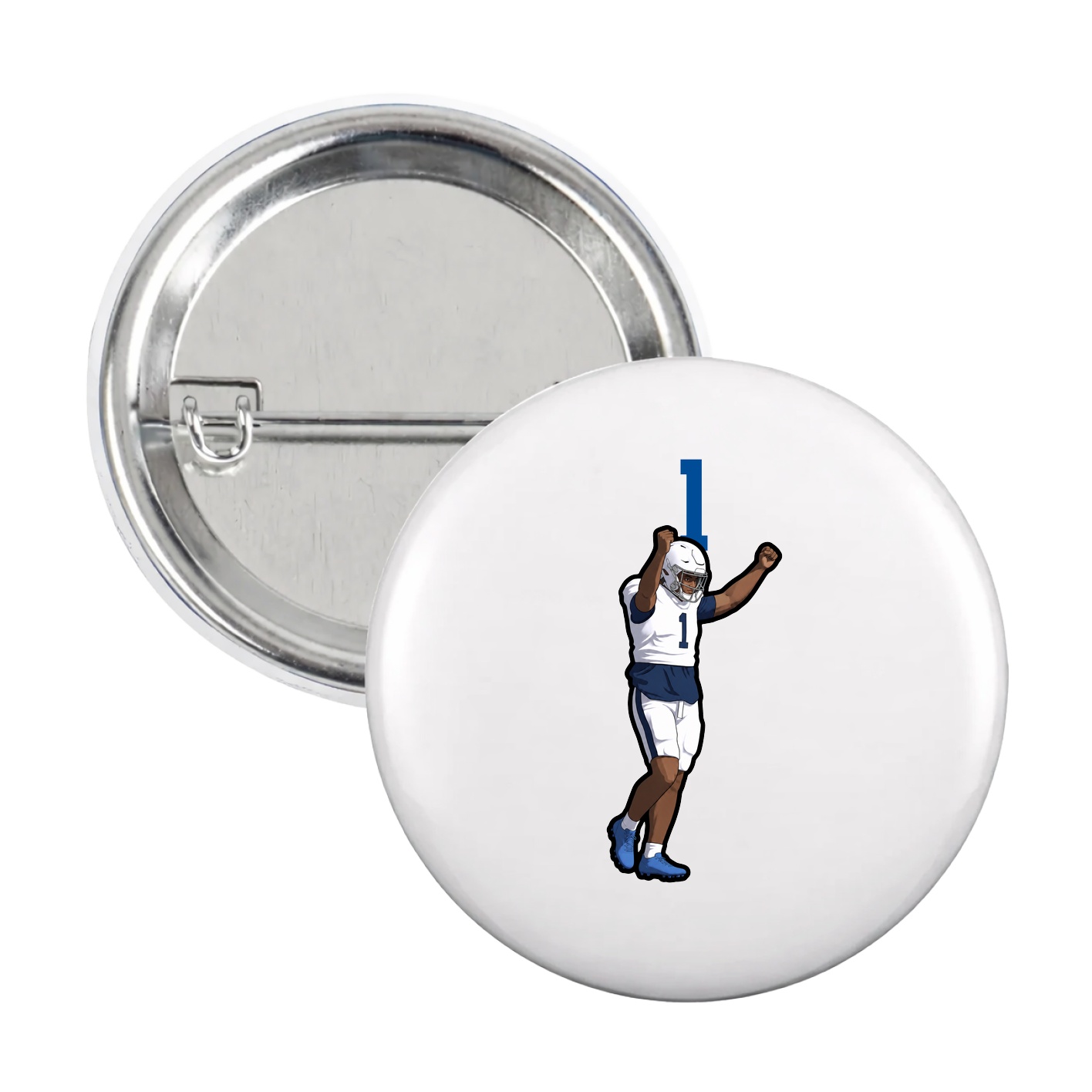 Game Day Button — Number Top in White