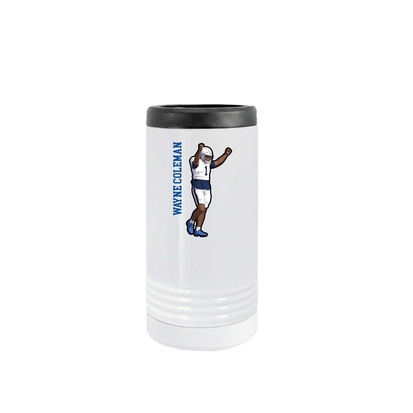Slim Beverage Holder — Name Vertical in White