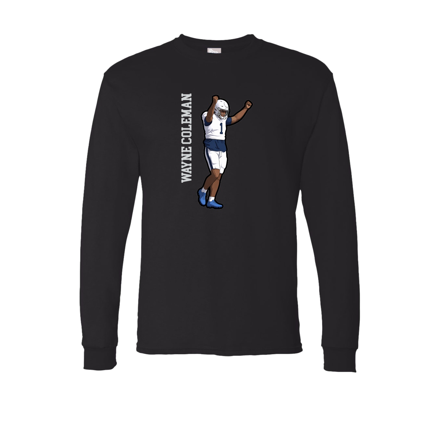 Long Sleeve Tee — Name Vertical in Black