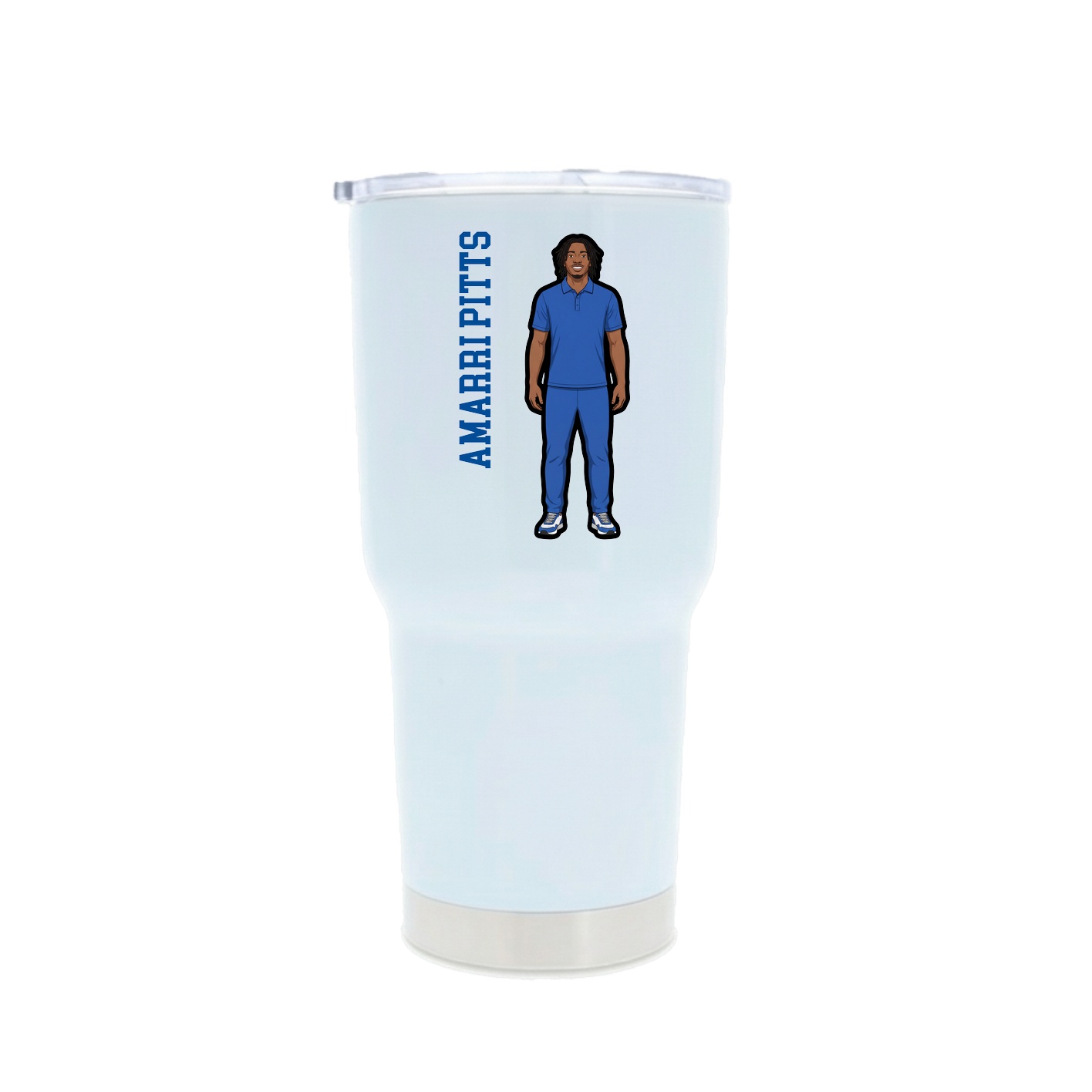 30oz Stainless Steel Tumbler — Name Vertical in White