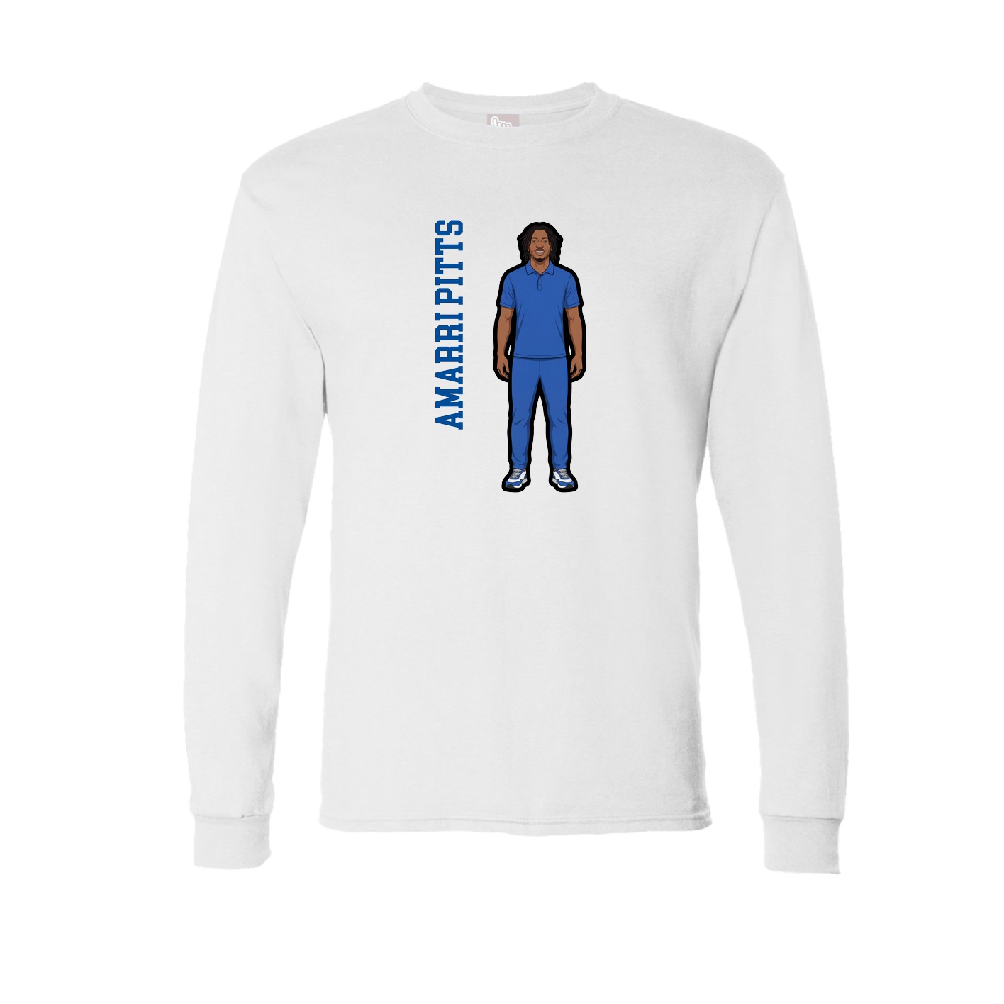 Long Sleeve Tee — Name Vertical in White