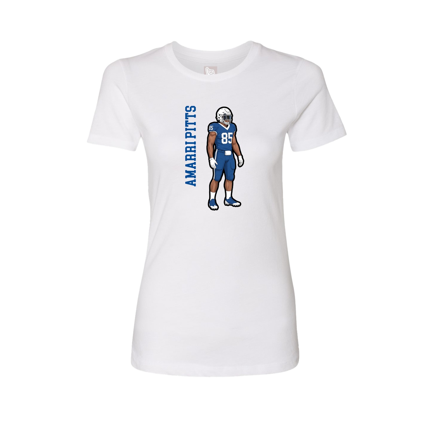 Womens Tee — Name Vertical in White