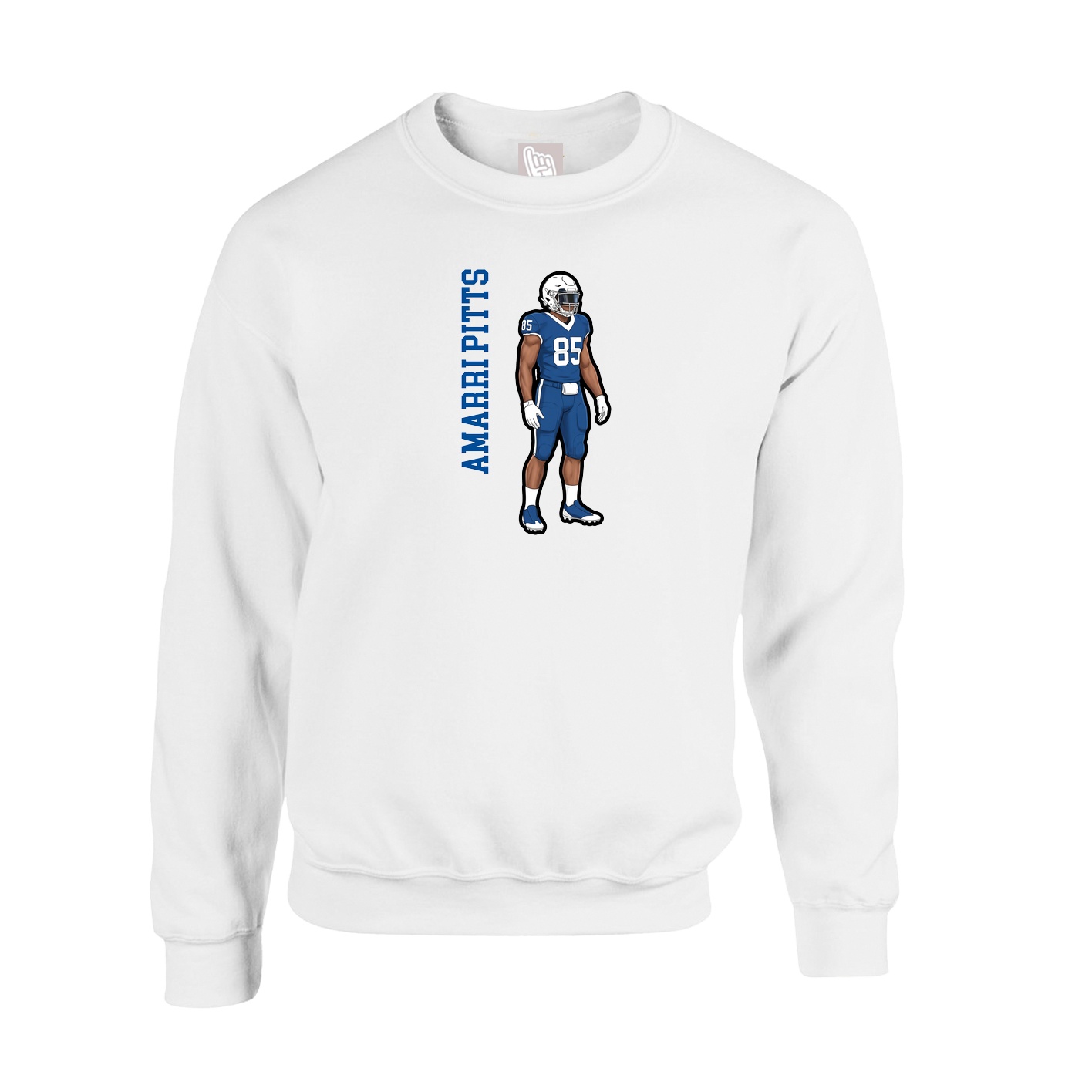 Fleece Crew — Name Vertical in White