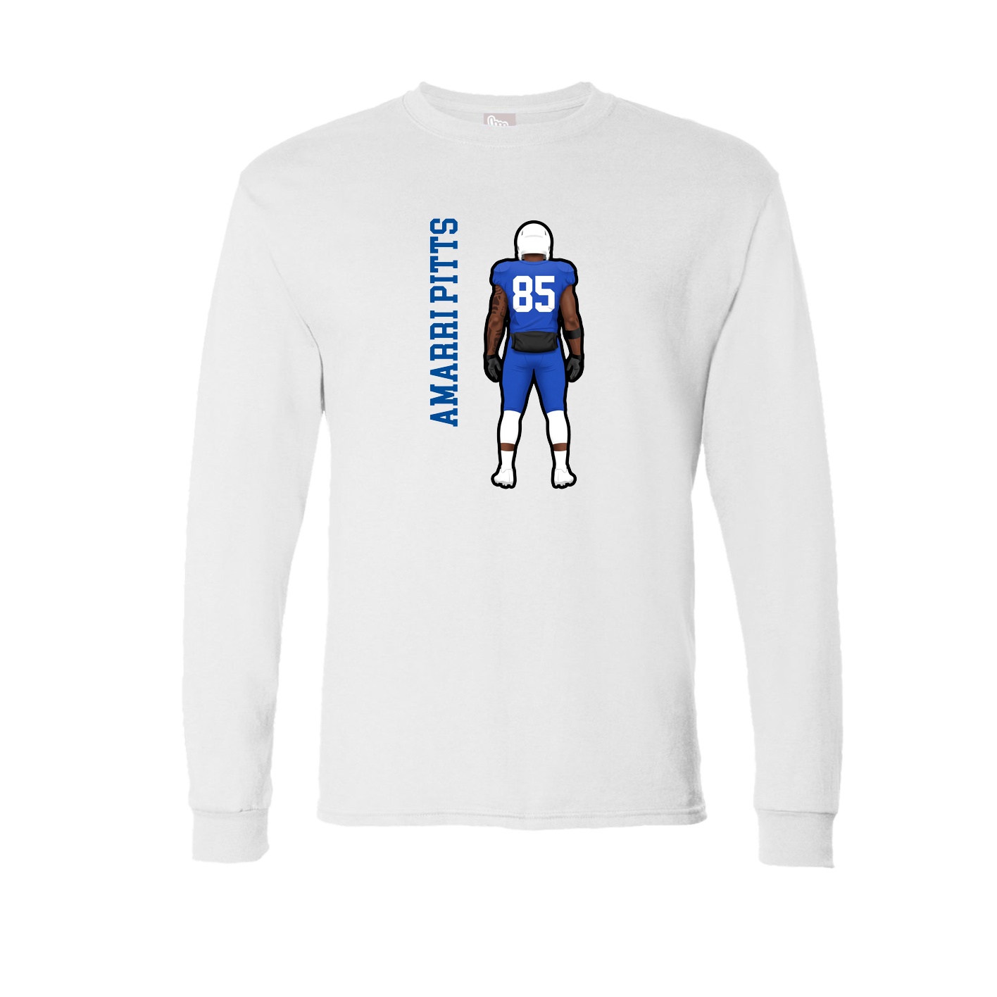 Long Sleeve Tee — Name Vertical in White