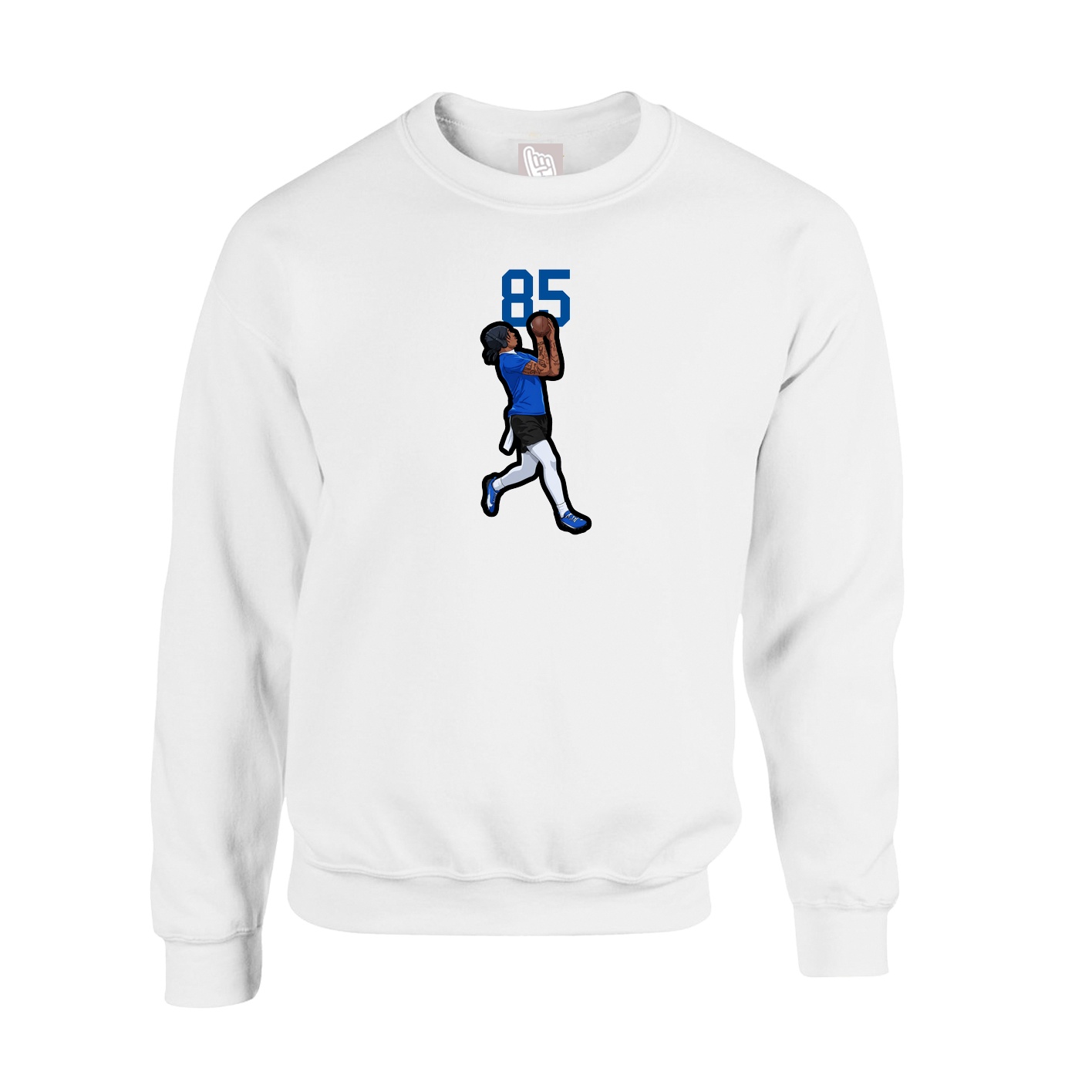 Fleece Crew — Number Top in White