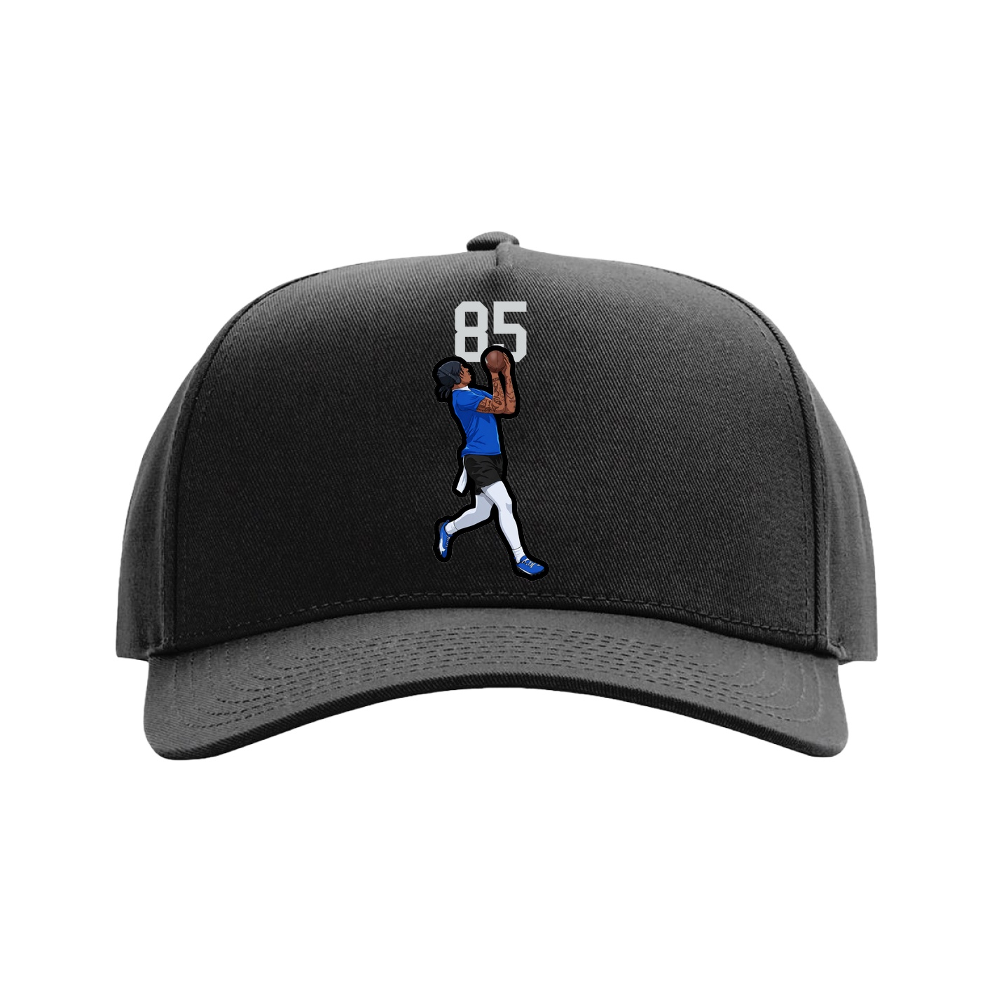 Full Fabric Five-Panel Champ Cap — Number Top in Black