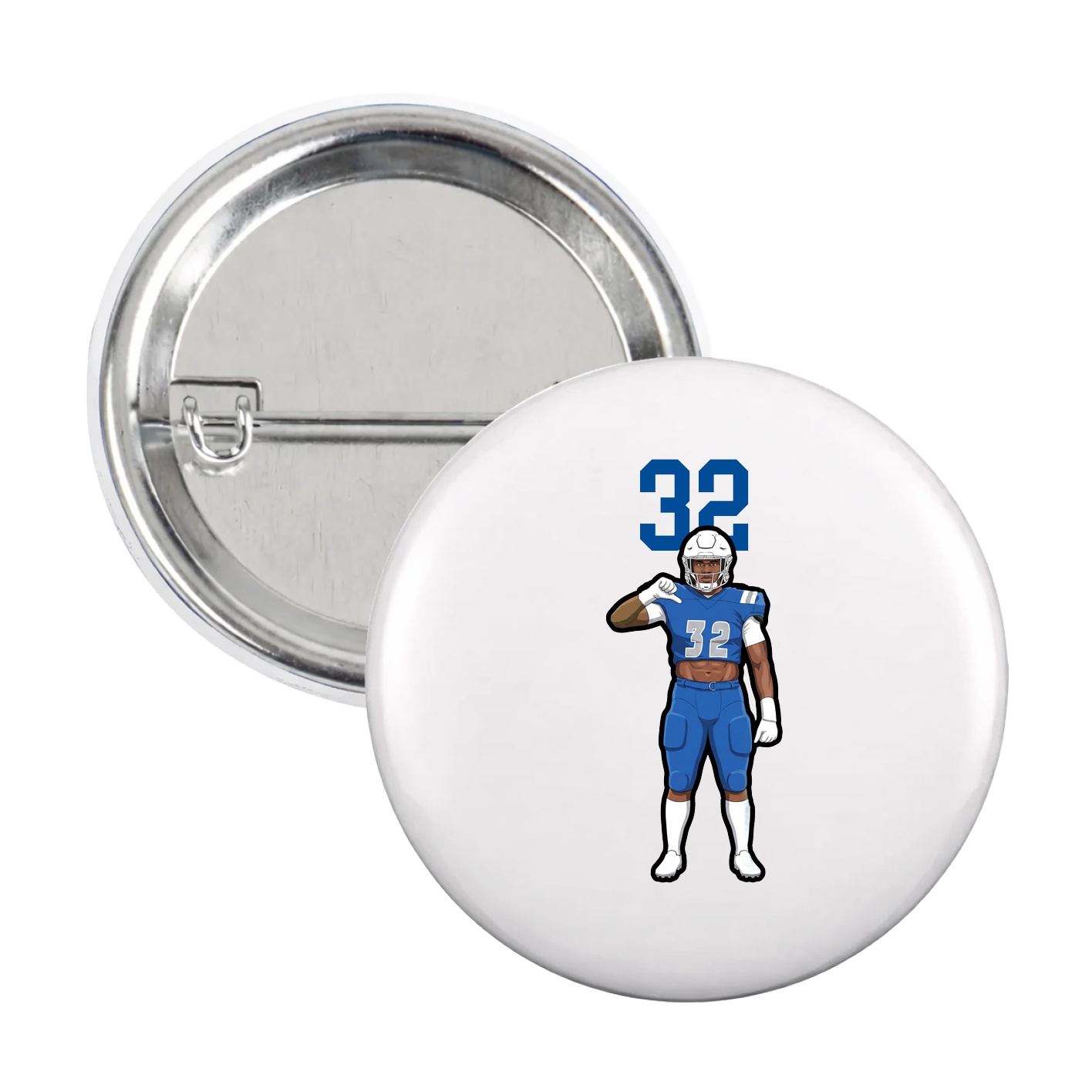 Game Day Button — Number Top in White