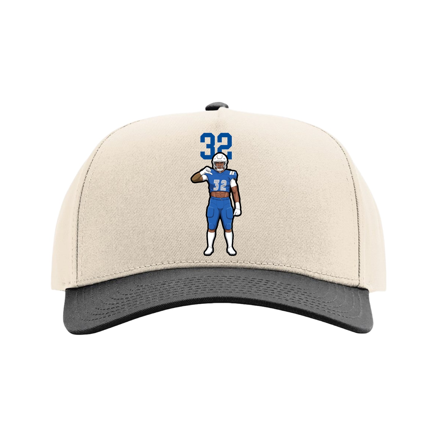 Full Fabric Five-Panel Champ Cap — Number Top in Cream/Black