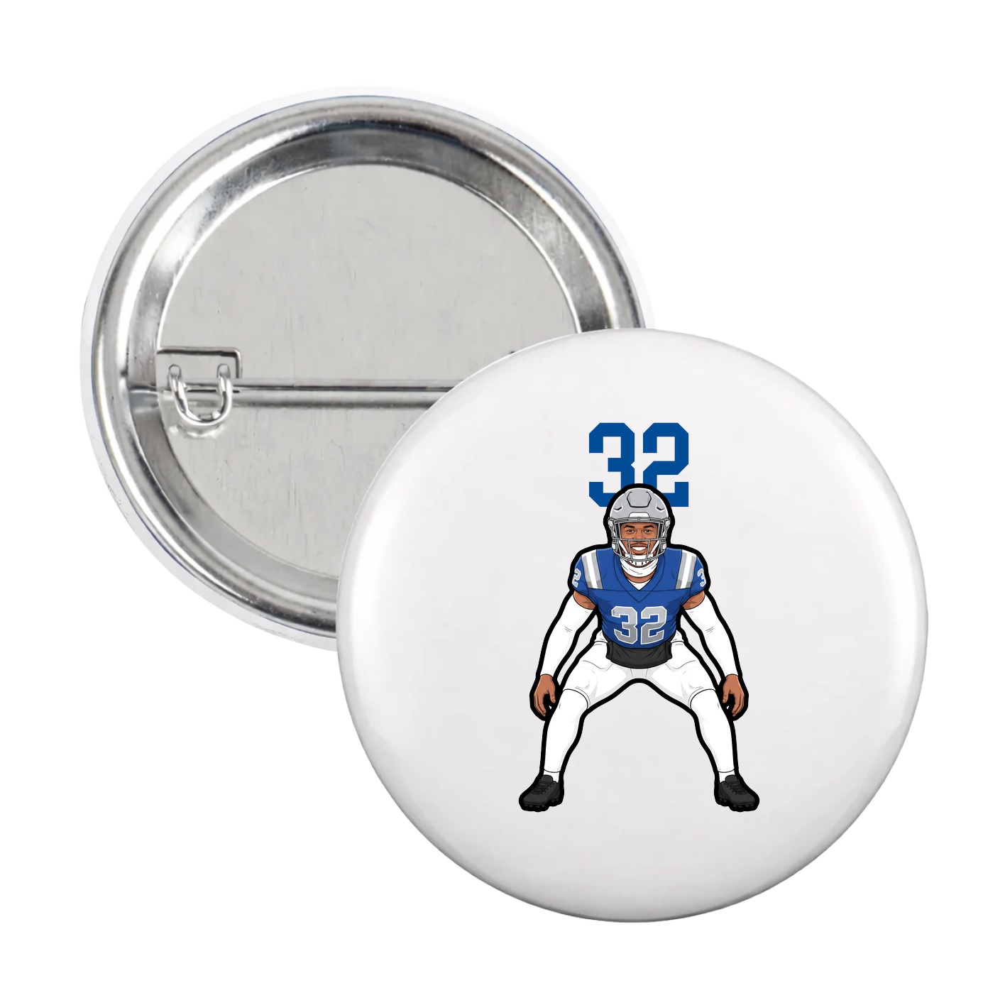 Game Day Button — Number Top in White