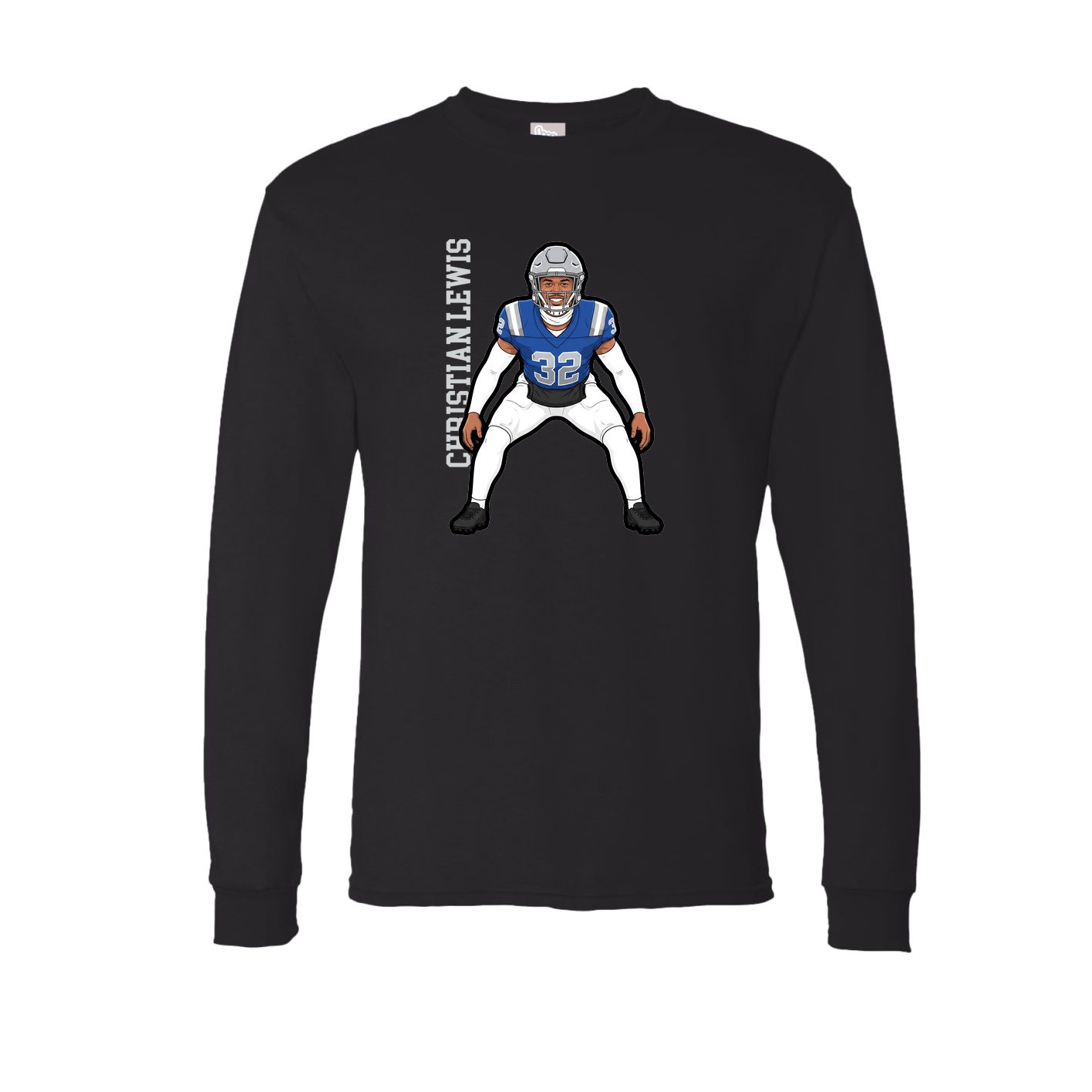 Long Sleeve Tee — Name Vertical in Black