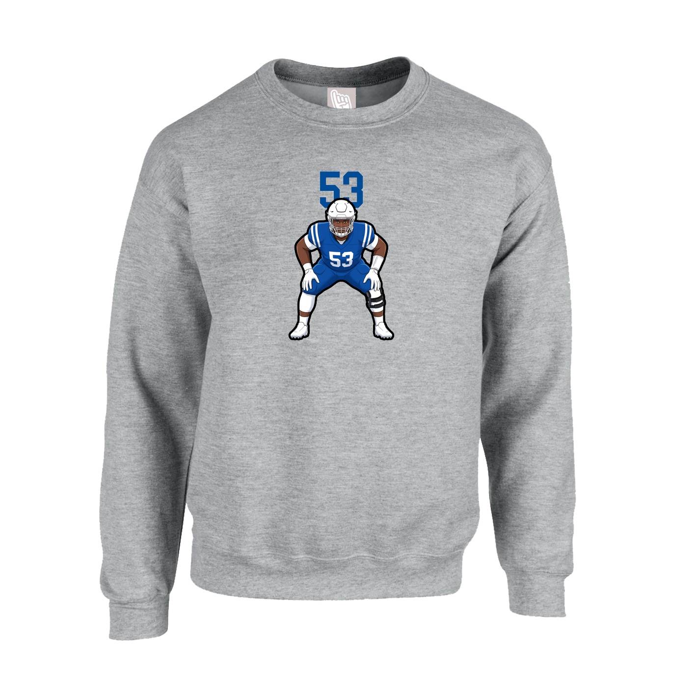 Fleece Crew — Number Top in Grey