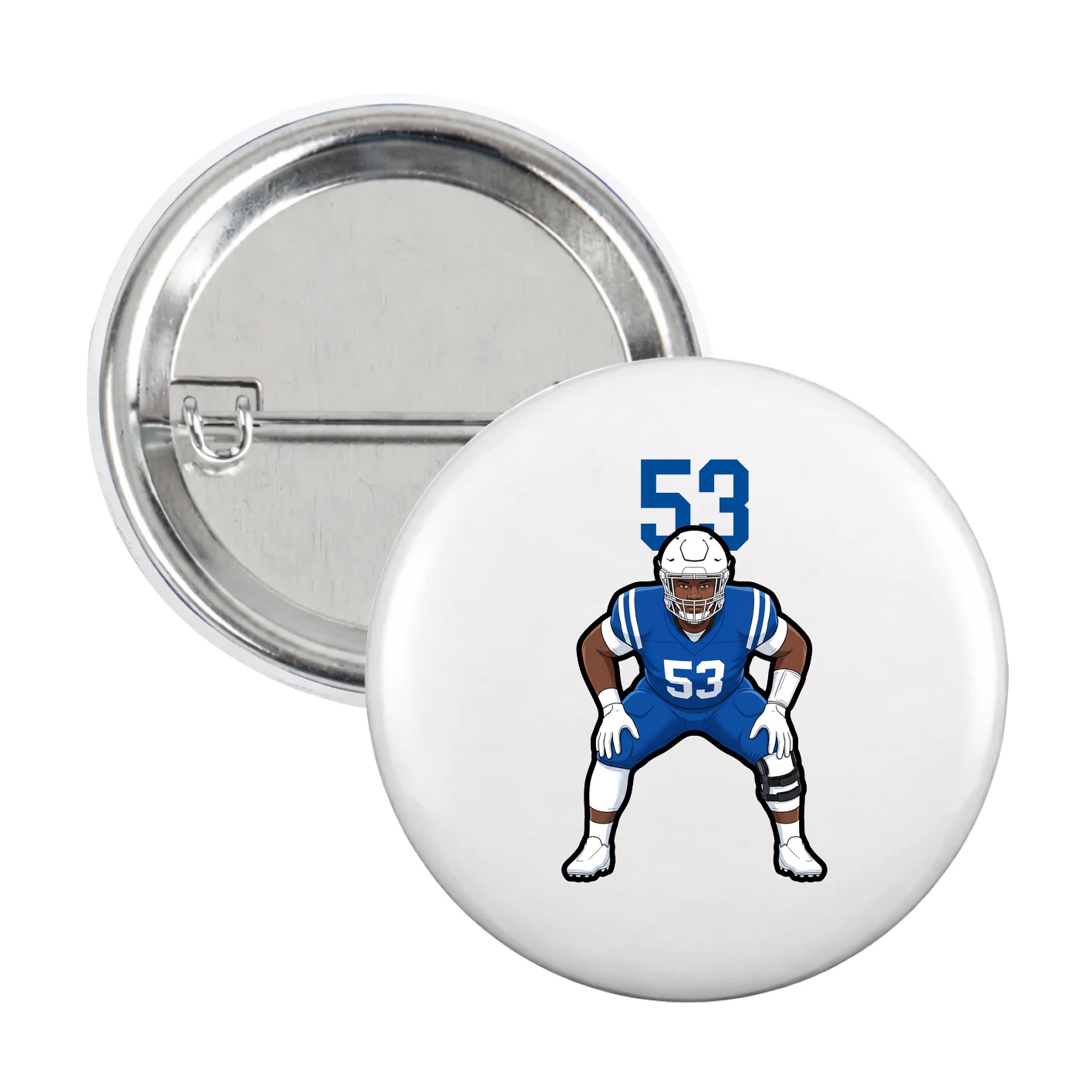Game Day Button — Number Top in White