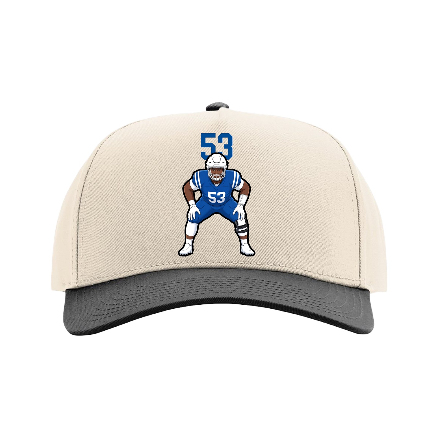 Full Fabric Five-Panel Champ Cap — Number Top in Cream/Black