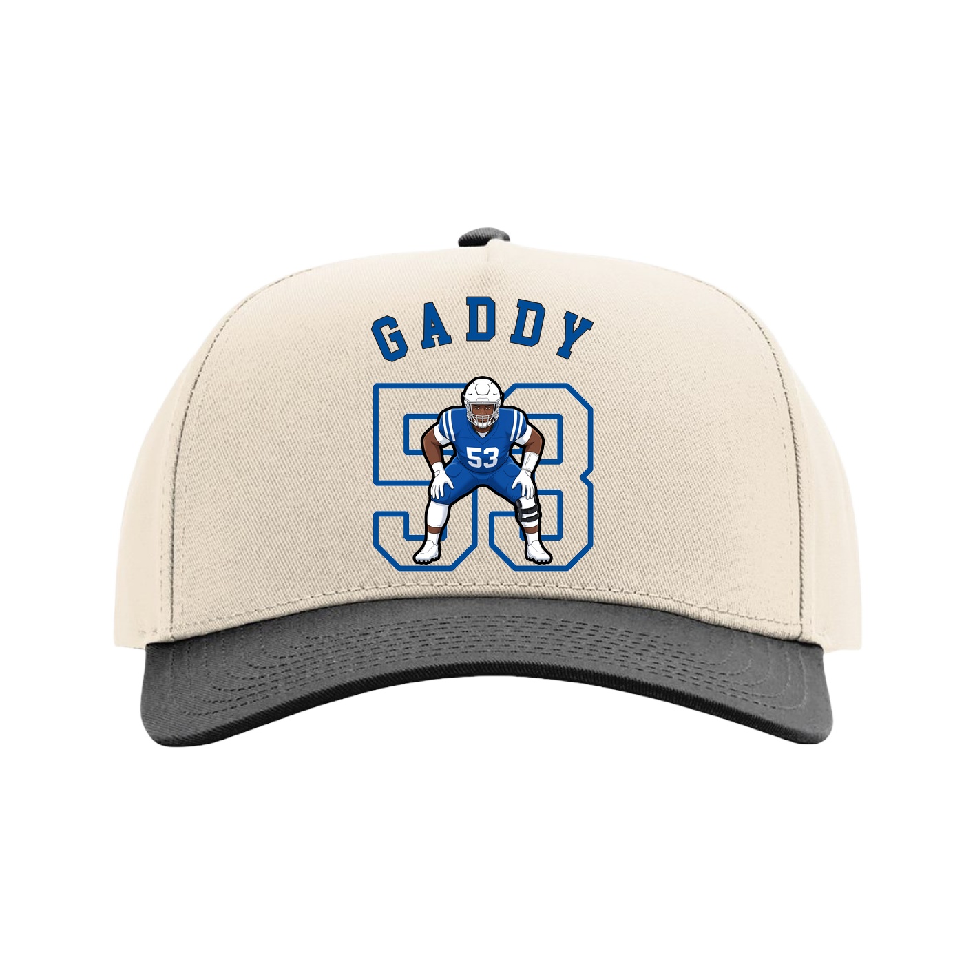 Full Fabric Five-Panel Champ Cap — Shirsey Arch in Cream/Black