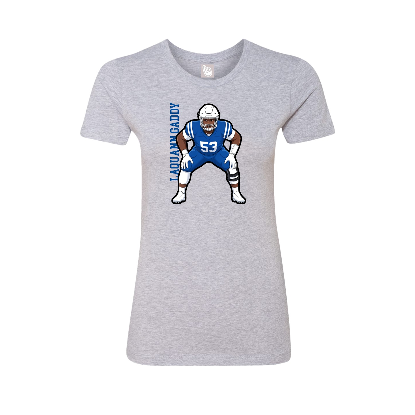 Womens Tee — Name Vertical in Grey