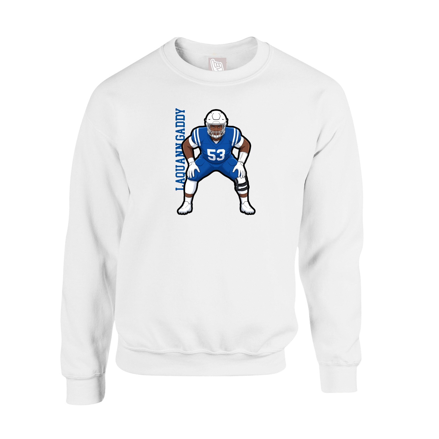Fleece Crew — Name Vertical in White