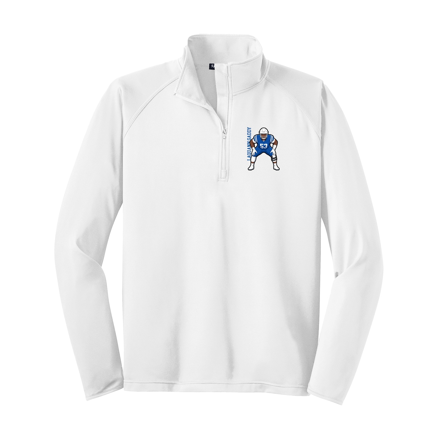 Q-Zip Pullover — Name Vertical in White
