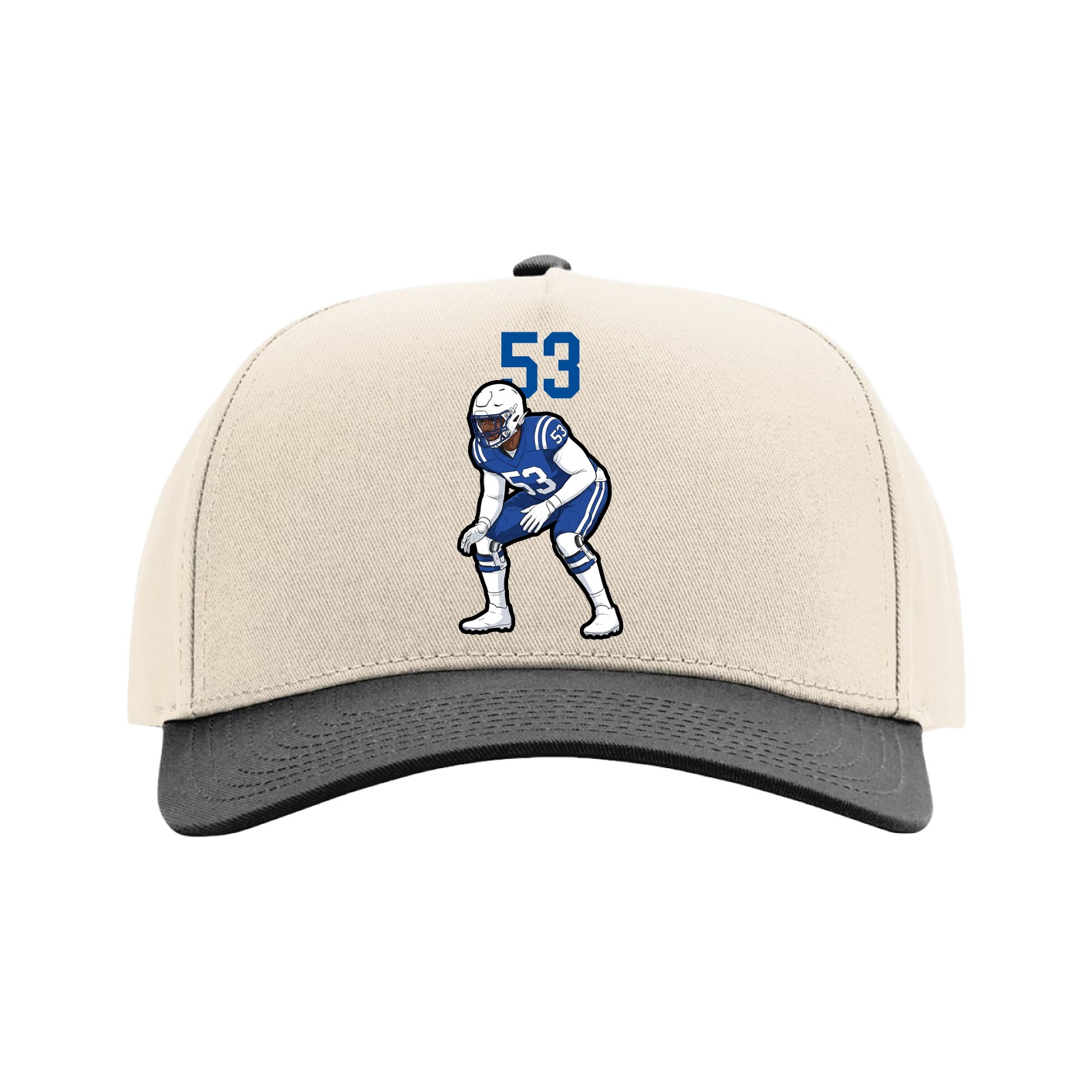 Full Fabric Five-Panel Champ Cap — Number Top in Cream/Black