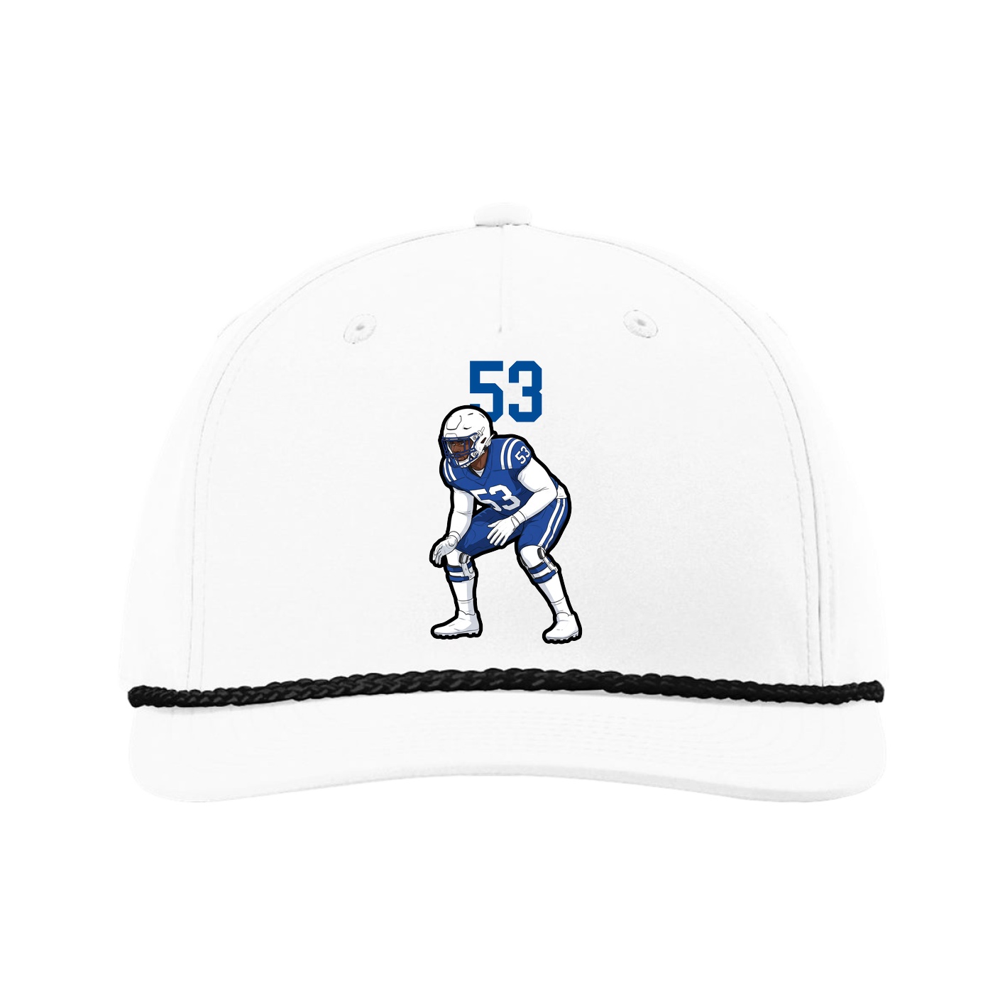 Five-Panel Classic Rope Cap — Number Top in White