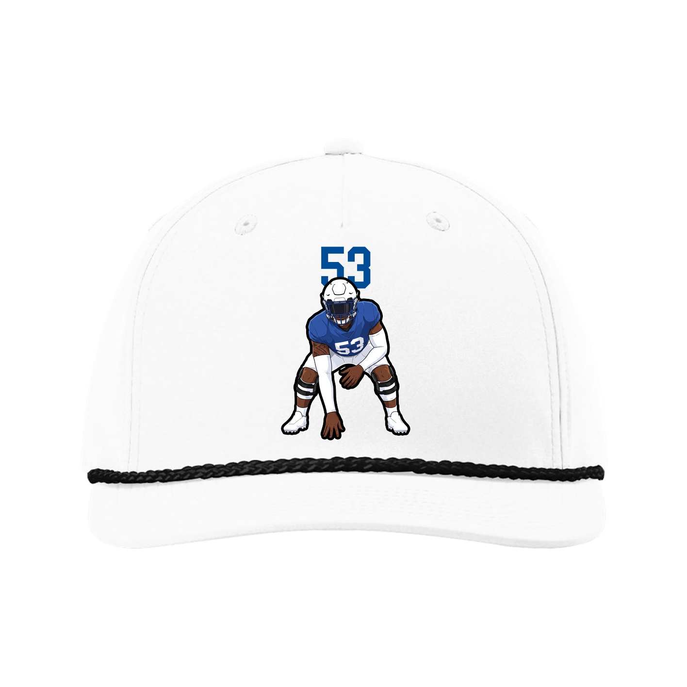 Five-Panel Classic Rope Cap — Number Top in White