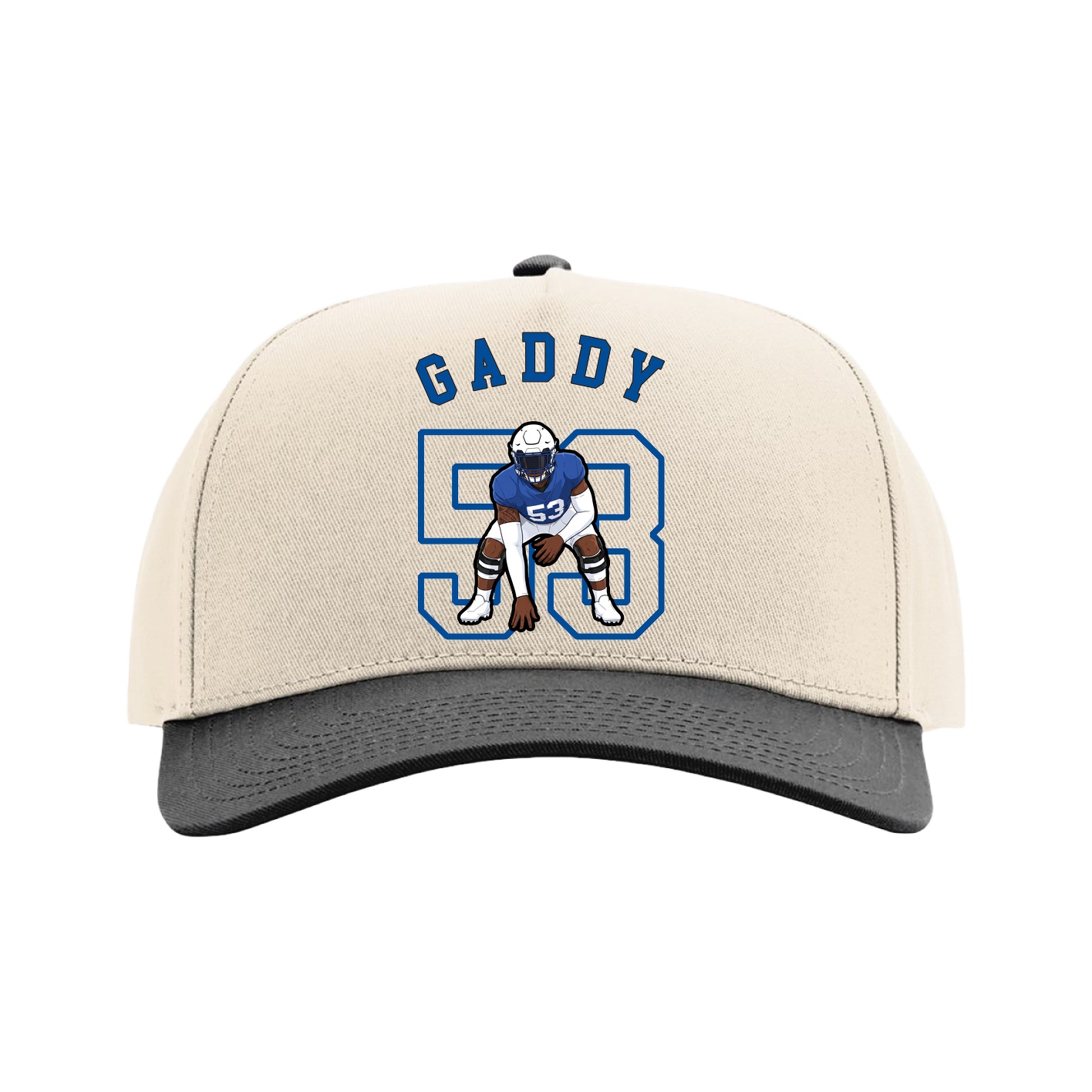 Full Fabric Five-Panel Champ Cap — Shirsey Arch in Cream/Black