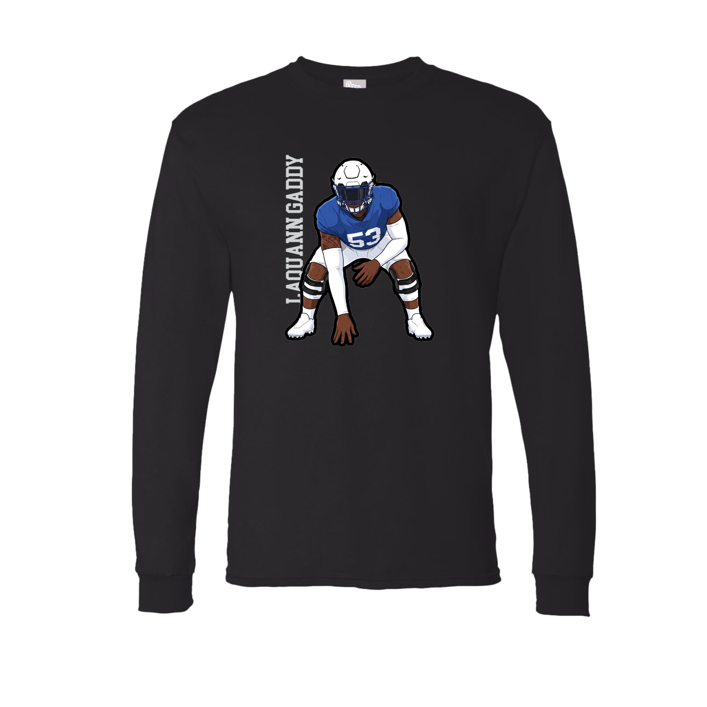 Long Sleeve Tee — Name Vertical in Black