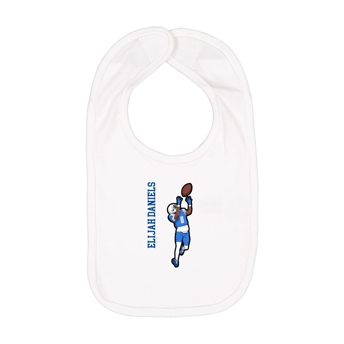 Infant Bib — Name Vertical in White