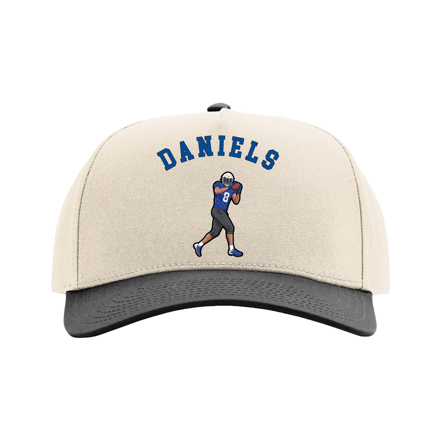 Full Fabric Five-Panel Champ Cap — Shirsey Arch in Cream/Black