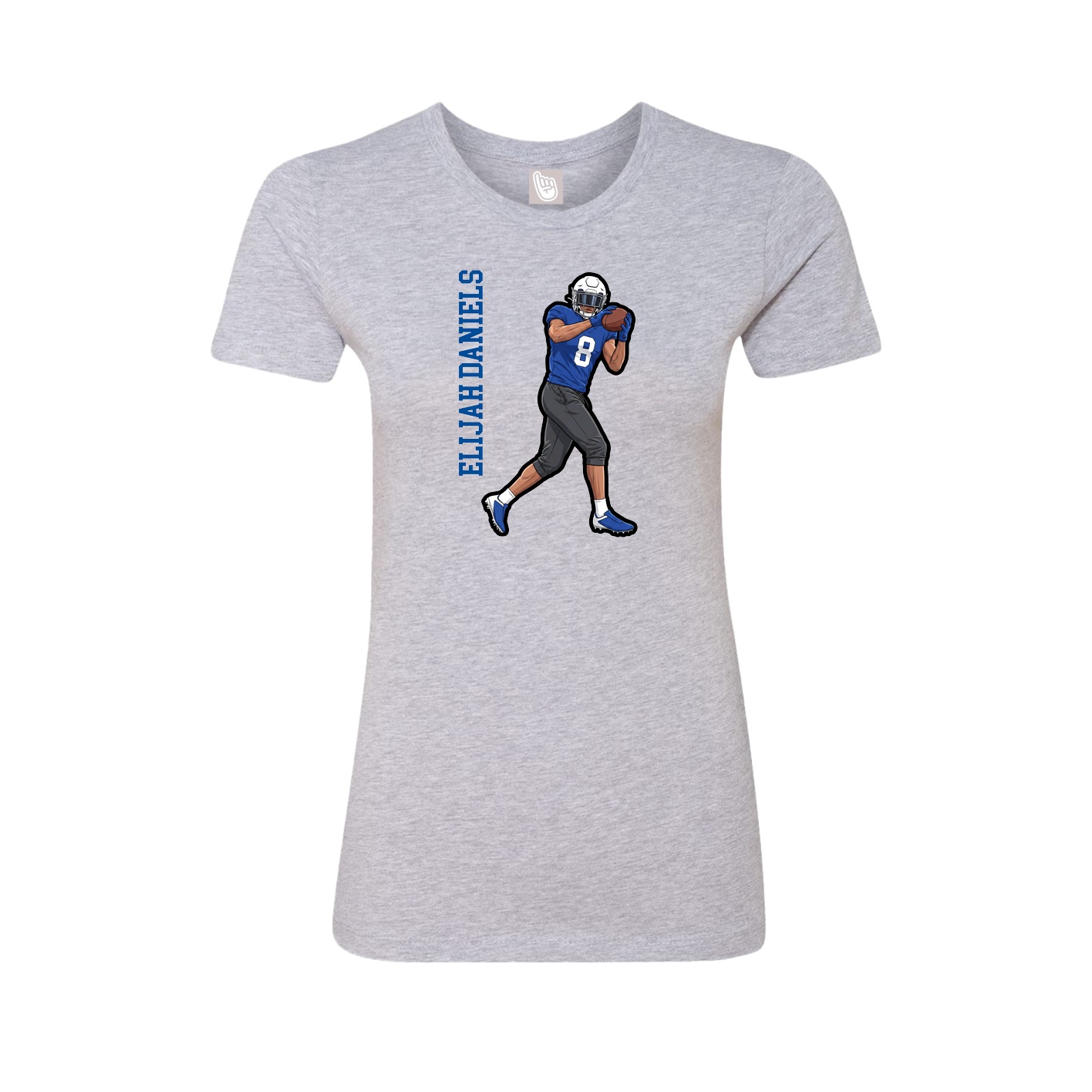 Womens Tee — Name Vertical in Grey