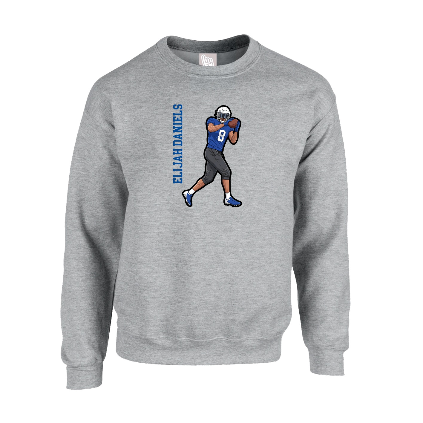 Fleece Crew — Name Vertical in Grey