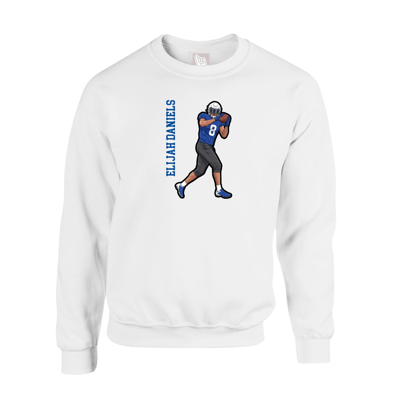 Fleece Crew — Name Vertical in White