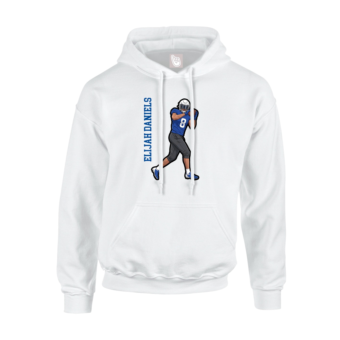 Youth Hoodie — Name Vertical in White