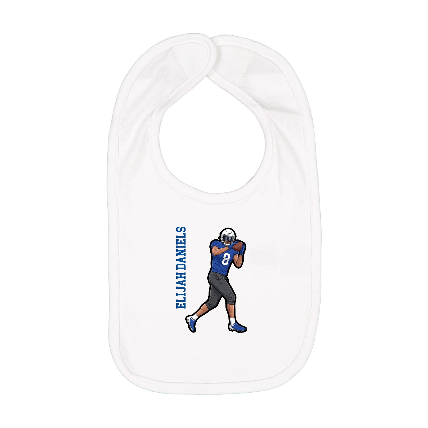 Infant Bib — Name Vertical in White