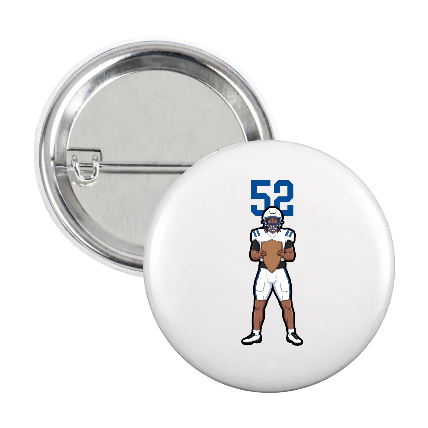 Game Day Button — Number Top in White