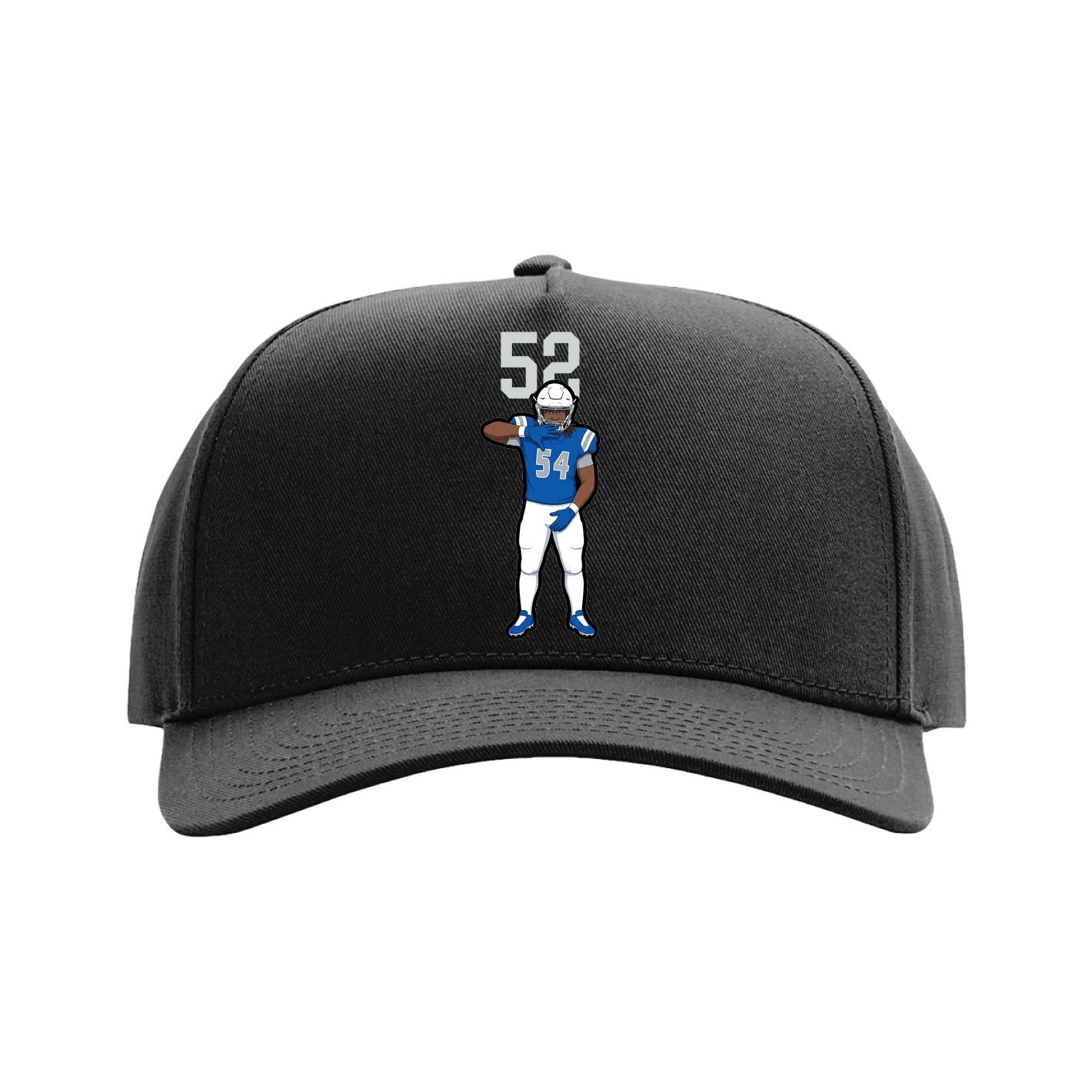 Full Fabric Five-Panel Champ Cap — Number Top in Black