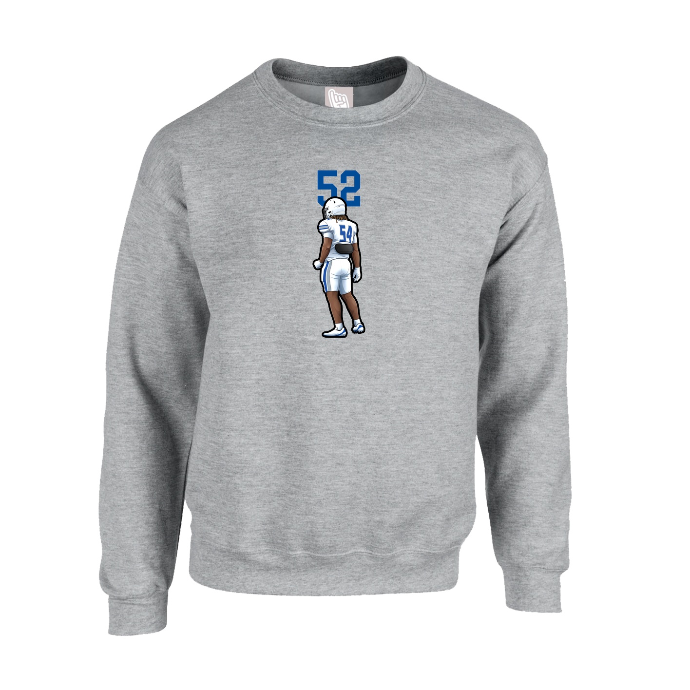 Fleece Crew — Number Top in Grey