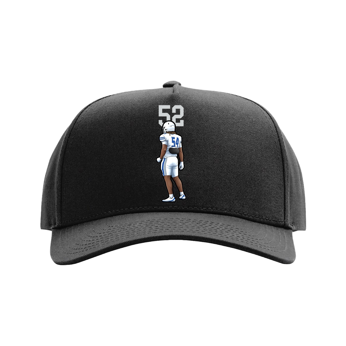 Full Fabric Five-Panel Champ Cap — Number Top in Black