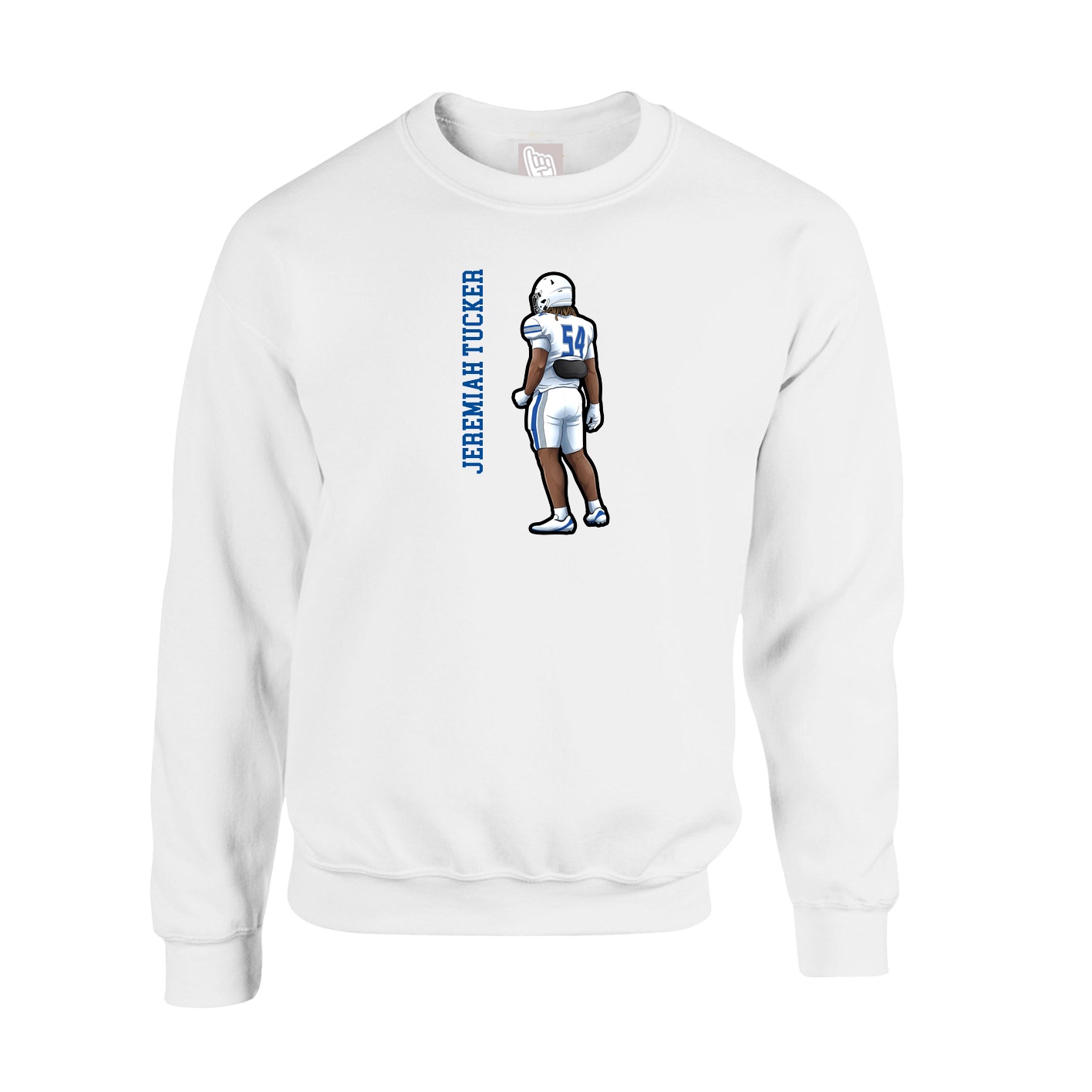 Fleece Crew — Name Vertical in White