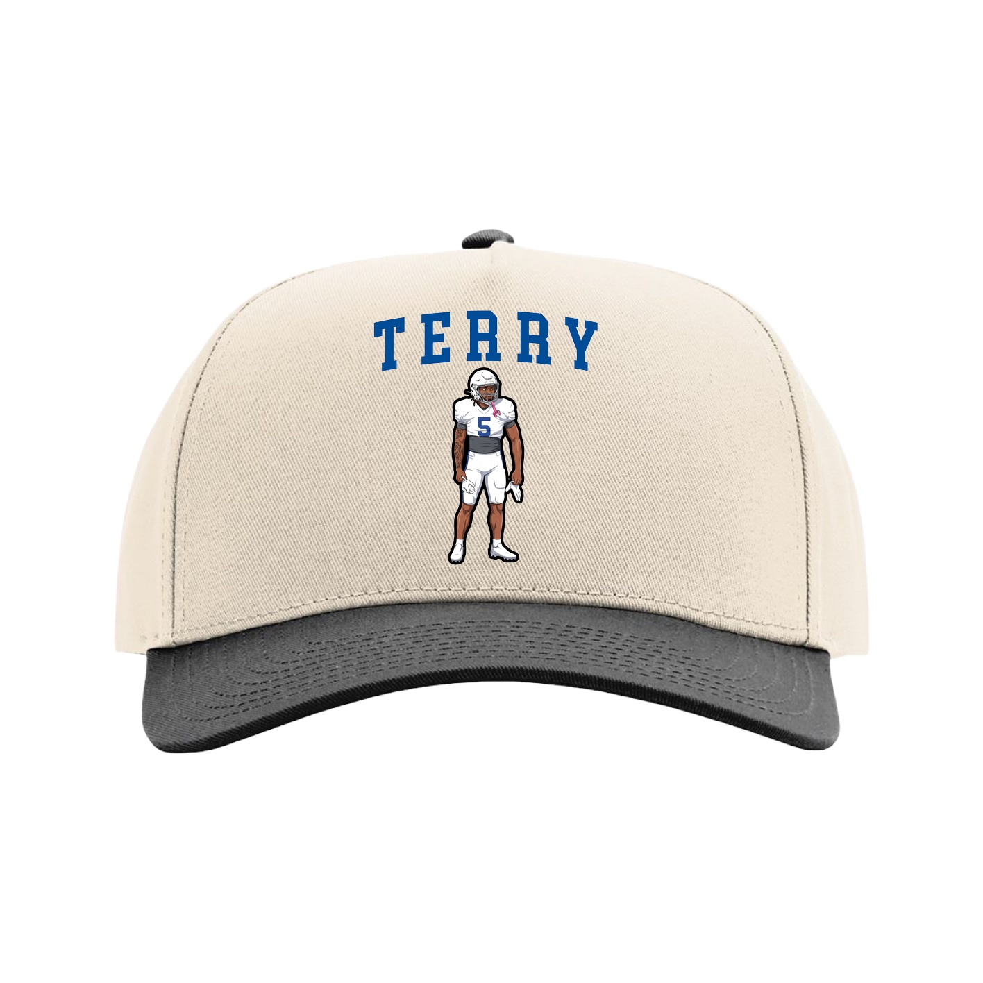 Full Fabric Five-Panel Champ Cap — Shirsey in Cream/Black